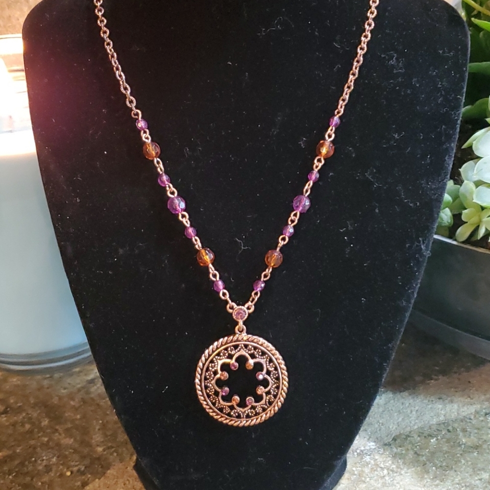 1928 Purple Orange Necklace